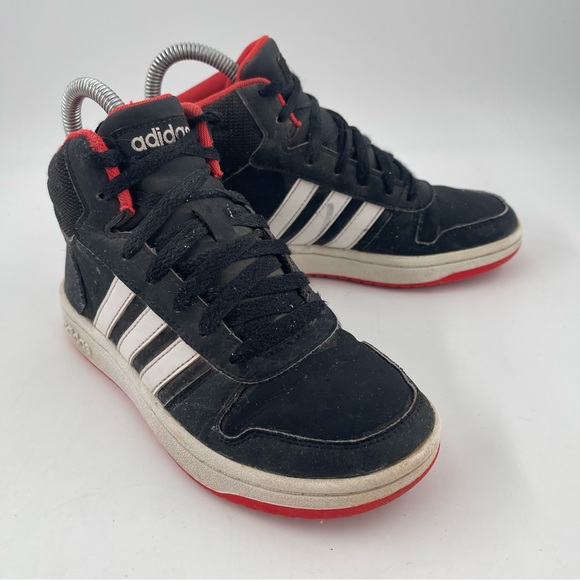 Adidas Kids Boys Hoops 2.0 B75743 Hi Top Black Orange Running Shoes-Size 2 Youth - Picture 2 of 12